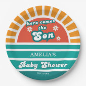 Het gaat om de Son Retro Baby shower Party Papieren Bordje (Voorkant)