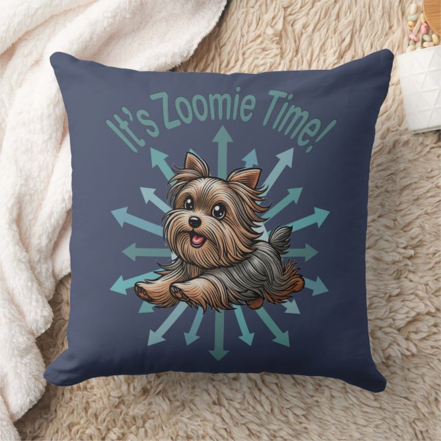 Het gaat om de Zoomie Time Yorkshire Terrier Kussen (Deken)