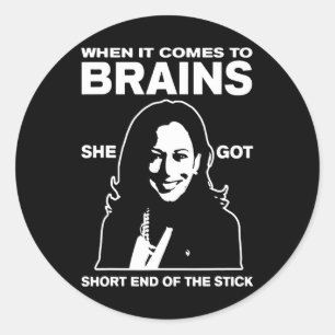 Het gaat om hersenen die ze kort van de stok kreeg ronde sticker