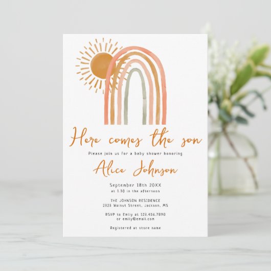 Het gaat om het Baby shower Rainbow Boho Boy Kaart (Staand voorkant)