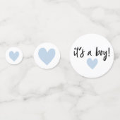 Het gaat om het Blue Modern Heart Baby shower Confetti (Voorkanten)