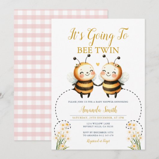 Het gaat om Twin Baby shower zonnebloemen Kaart (Voorkant / Achterkant)