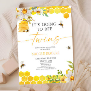 Het gaat om Twins Beehive Floral Baby shower Kaart