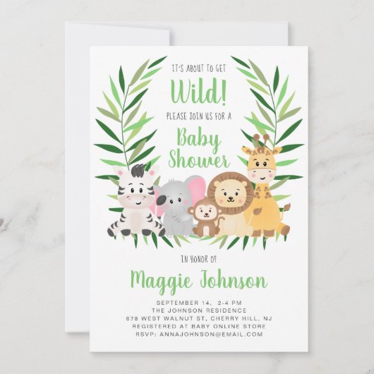 Het gaat om Wild Safari Animal Baby shower Kaart (Voorkant)