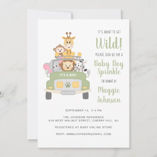 Het gaat om Wild Safari Baby Boy Sprinkle te krijg Kaart (Voorkant)