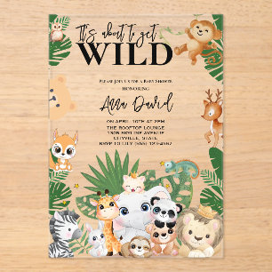 Het gaat om Wild Safari Oerwoud Baby shower Acryl Uitnodigingen