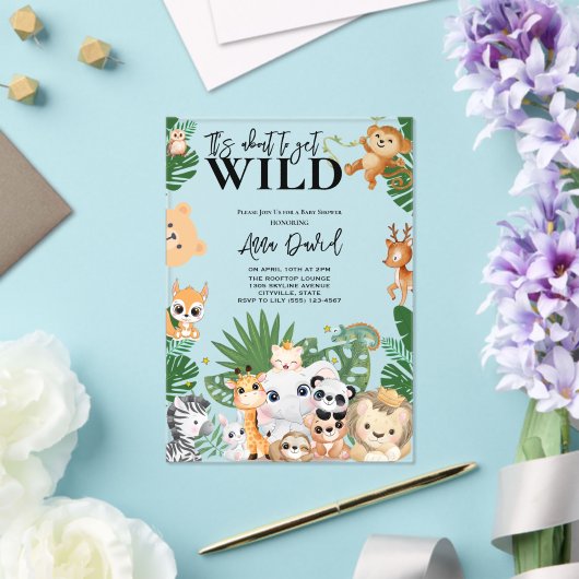 Het gaat om Wild Safari Oerwoud Baby shower Acryl Uitnodigingen (Insitu (Huwelijk))