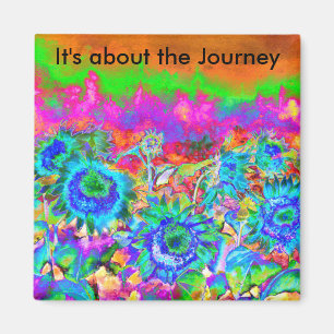 Het gaat over de 'Reis Sunflower Fields' - Blauw Magneet