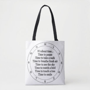 Het gaat over tijd klok natuur oefening gezondheid tote bag