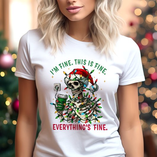 Het gaat wel Dit is prima Skelet Grappige Kerstmis Tri-Blend Shirt