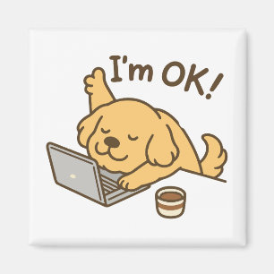 Het gaat wel! hond werkt aan laptop magneet