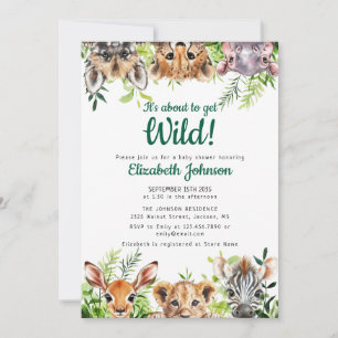 Het Gaat Wild Worden Safari Dieren Baby Shower Kaart