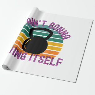Het gaat zichzelf niet slingeren Grappig Kettlebe Cadeaupapier