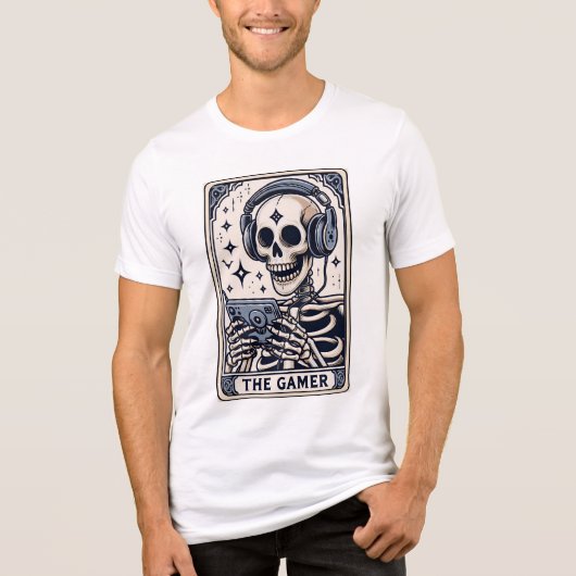 Het Gamer Skelet Tarotkaart Shirt (Voorkant)