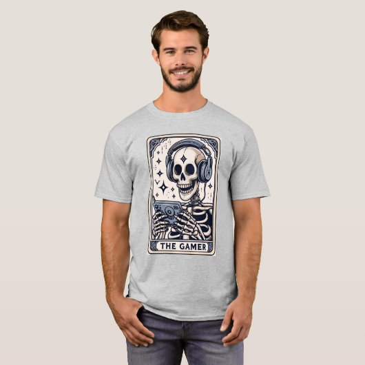Het Gamer Skelet Tarotkaart Shirt (Voorkant volledig)