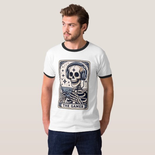 Het Gamer Skelet Tarotkaart Shirt (Voorkant volledig)
