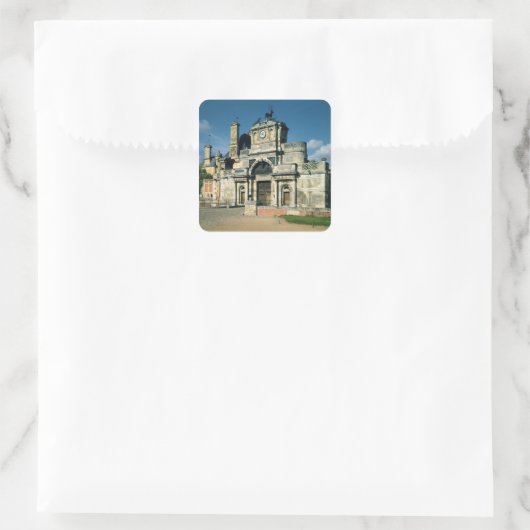 Het gatehouse vierkante sticker (Tas)