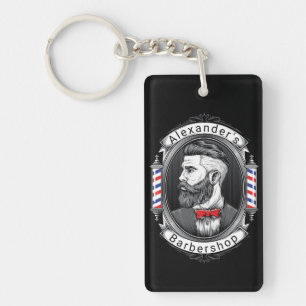 Het gebaarde Man Barbershpp personaliseert Sleutelhanger