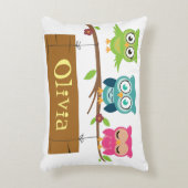 Het gebarentaal van de naam met schattige uileleme decoratief kussen (Voorkant(Verticaal))