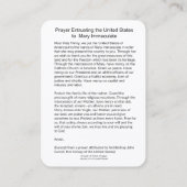 Het gebed dat de VS toevertrouwt aan Mary Immacula Visitekaartje (Achterkant)
