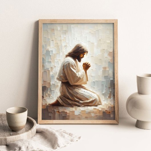 Het gebed van Christus, Christelijke Kunst, Jezus Poster