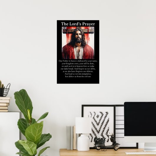 Het gebed van de Heer Jezus Christus Staand Plecht Poster (Thuiskantoor)