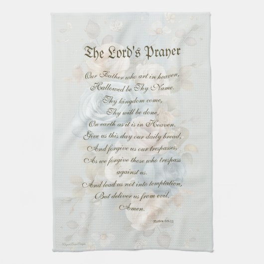 Het gebed van de Heer Keukenhanddoek Blauwe Pastel (Verticaal)