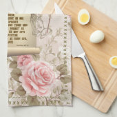 Het gebed van de Heer Keukenhanddoek Roze Rozen (Quarter Fold)