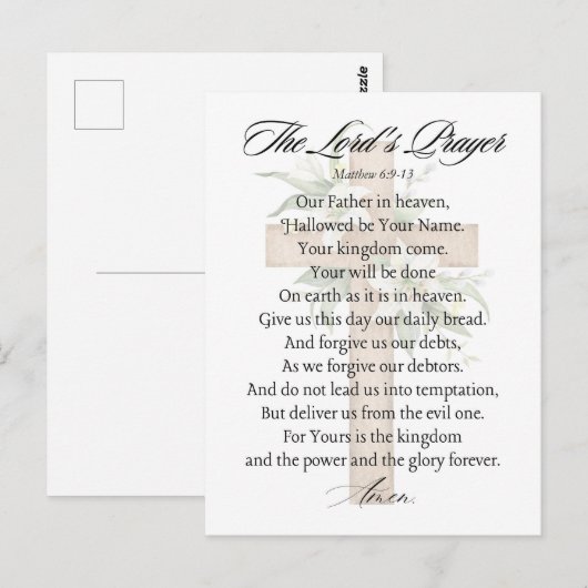 Het gebed van de Heer - Matteüs 6:9-13 Kruisbloem Briefkaart (Voorkant / Achterkant)