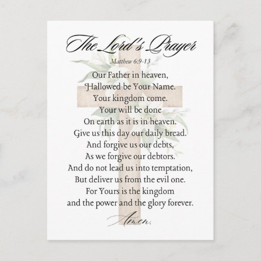 Het gebed van de Heer - Matteüs 6:9-13 Kruisbloem Briefkaart (Voorkant)