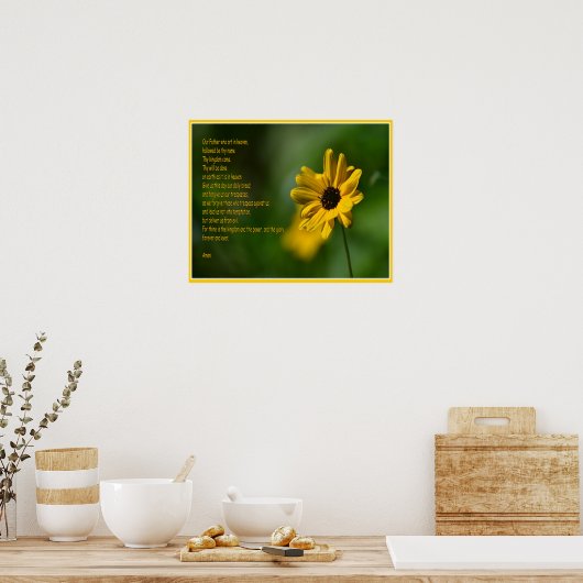 Het gebed van de Heer met bloemen Poster (Keuken)