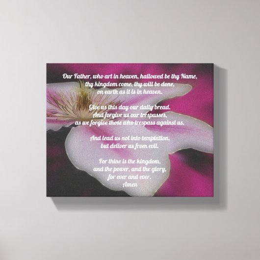 Het gebed van de Heer Onze Vader Clematis Canvas Afdruk (Voorkant)
