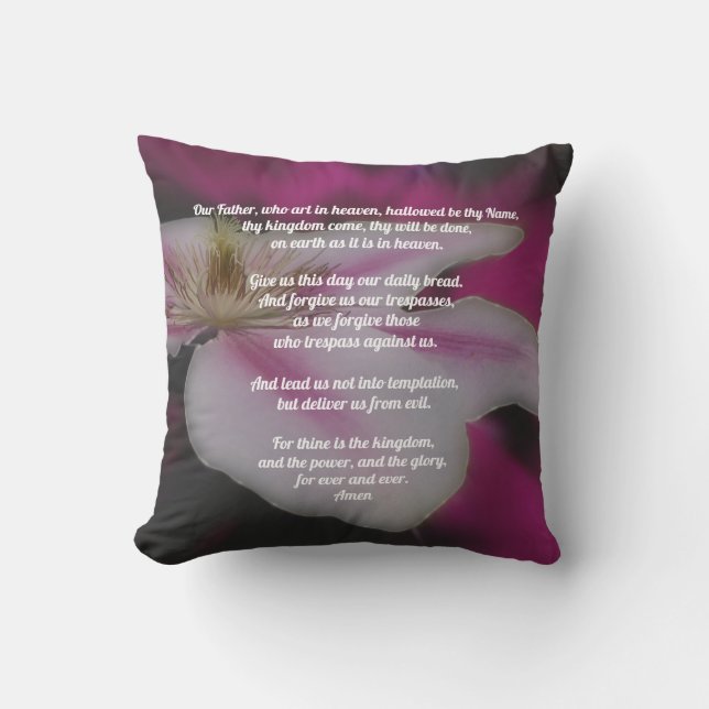 Het gebed van de Heer Onze Vader Clematis Kussen (Voorkant)