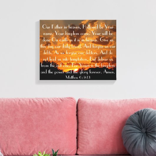 Het gebed van de Heer op een mooie zonsondergang Canvas Afdruk (Insitu (Woonkamer))