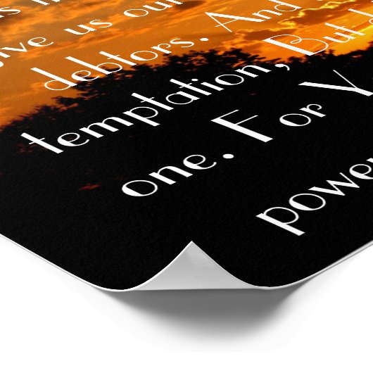 Het gebed van de Heer op een mooie zonsondergang Poster (Hoek)