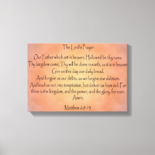 Het gebed van de Heer, Oranje achtergrond Canvas Afdruk