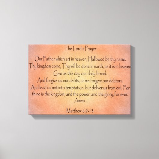 Het gebed van de Heer, Oranje  achtergrond Canvas Afdruk (Voorkant)