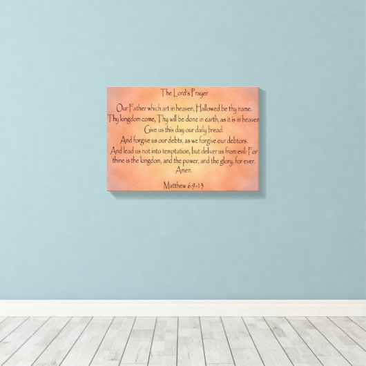 Het gebed van de Heer, Oranje  achtergrond Canvas Afdruk (Insitu (Houten vloer))