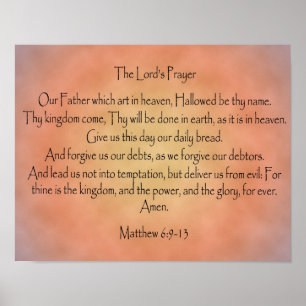 Het gebed van de Heer, Oranje  achtergrond Poster