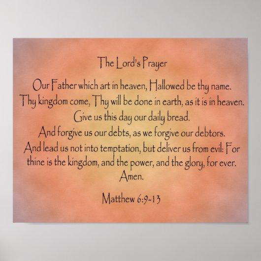 Het gebed van de Heer, Oranje  achtergrond Poster (Voorkant)