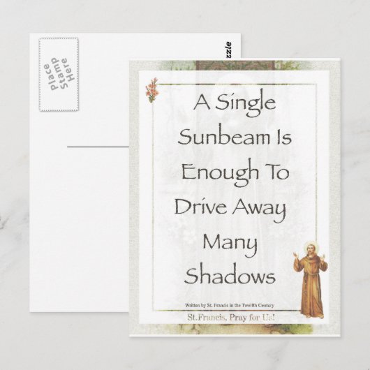 Het gebed van de heilige Franciscus Sunbeam Briefkaart (Voorkant / Achterkant)
