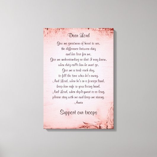 Het gebed van de militaire vrouw canvas afdruk (Voorkant)