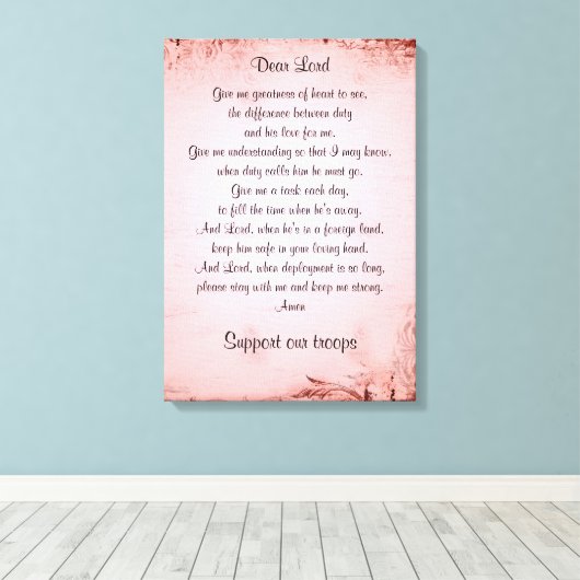 Het gebed van de militaire vrouw canvas afdruk (Insitu (Houten vloer))