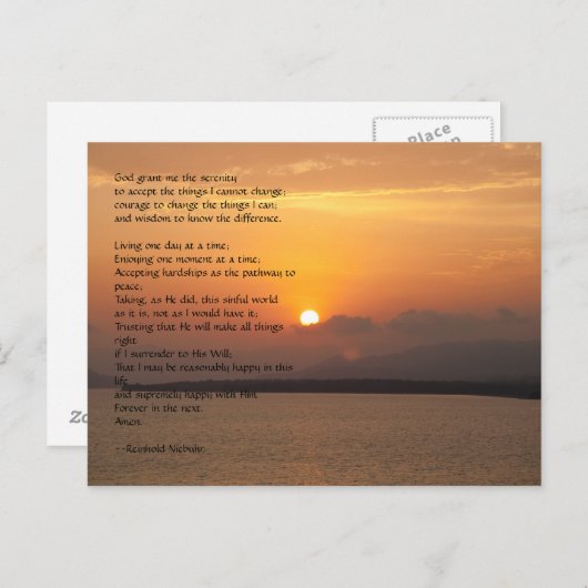 Het Gebed van de sereniteit Briefkaart (Voorkant / Achterkant)