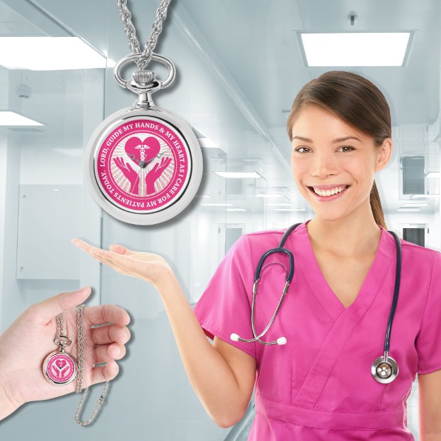 Het Gebed van de Verpleegster: Heer, Gids Mijn Han Horloge (Nurse Appreciation Gift: Nurse's Prayer Lord, guide my hands... Clock Necklace)