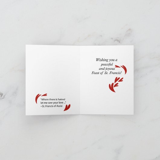 Het Gebed van de vrede van St. Francis Kaart (Binnen)