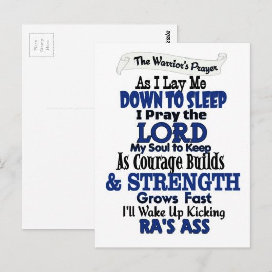 Het gebed van de Warrior...RA Briefkaart (Voorkant / Achterkant)