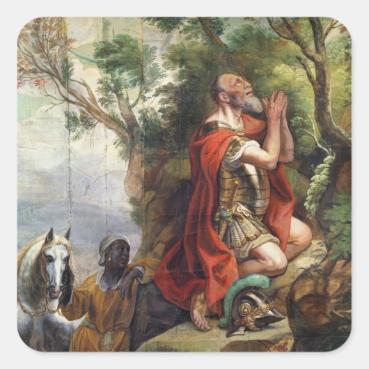 Het gebed van Gideon, cartoon voor tapijten Vierkante Sticker (Voorkant)