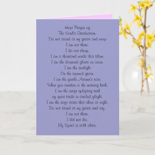 Het Gebed van Hopi - HerdenkingsKaart Kaart (Gele Bloem)