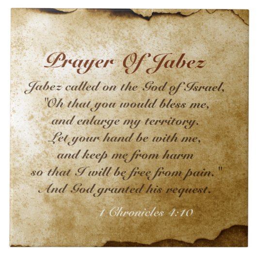 Het gebed van Jabez, Vers van de Bijbel, 1 stelt Tegeltje (Voorkant)